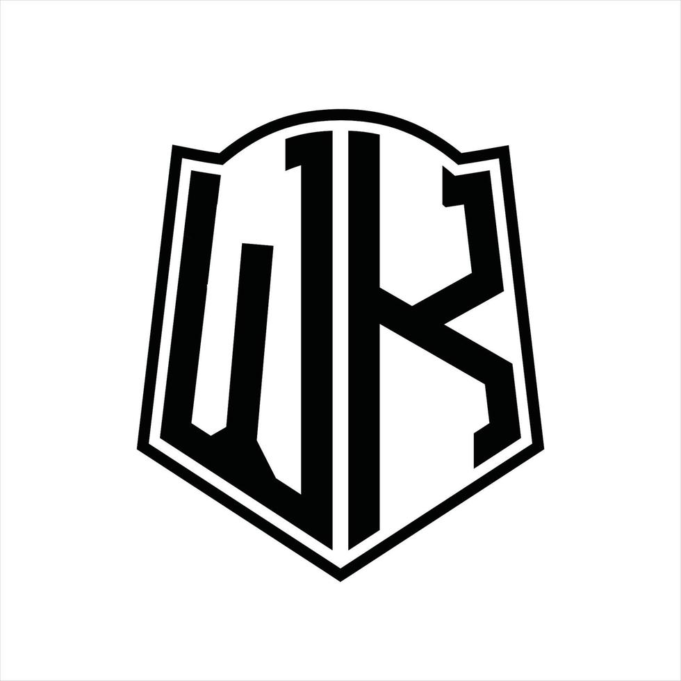 wk logo monogram met schild vorm schets ontwerp sjabloon vector