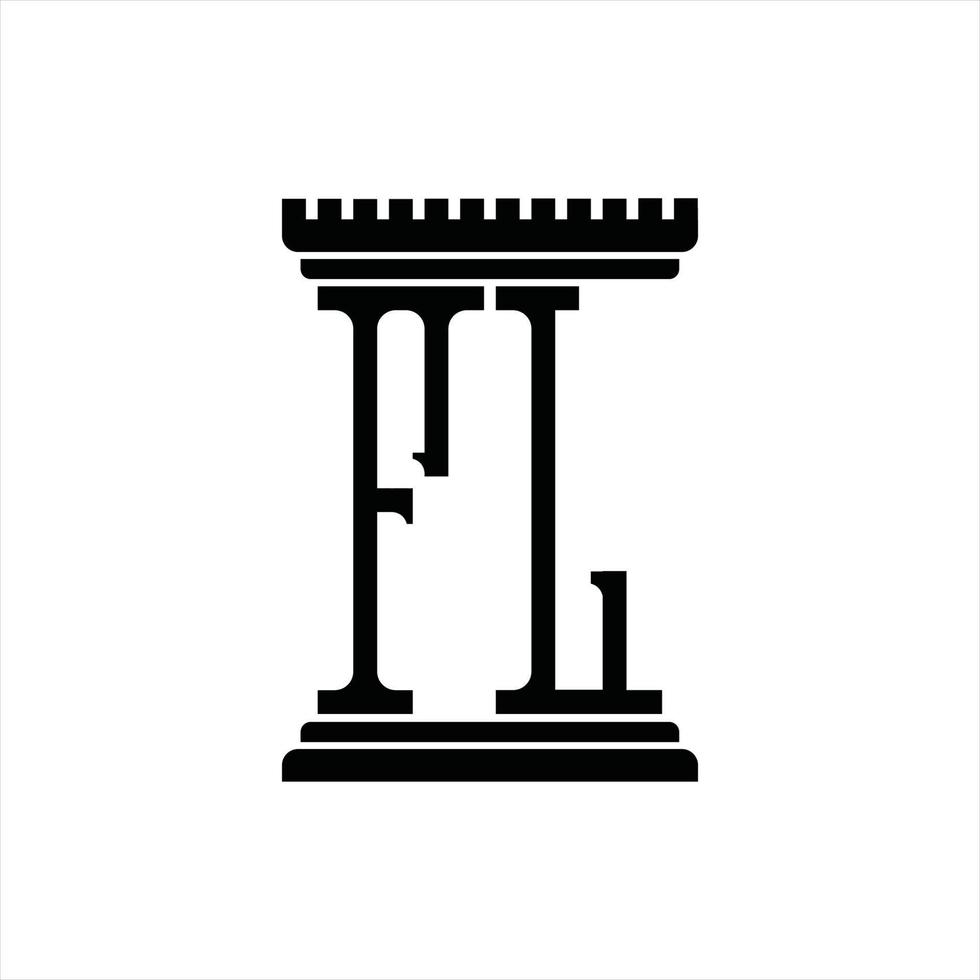 fl logo monogram met pijler vorm ontwerp sjabloon vector
