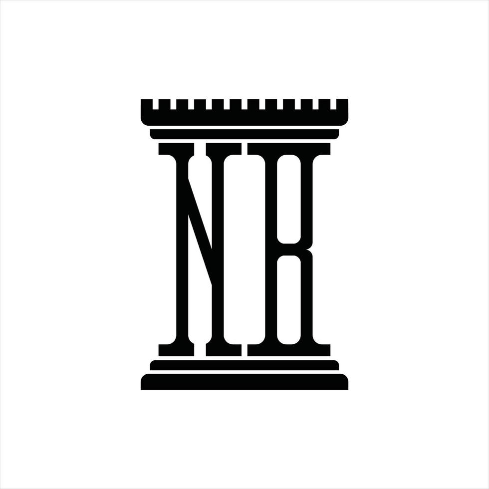 nb logo monogram met pijler vorm ontwerp sjabloon vector