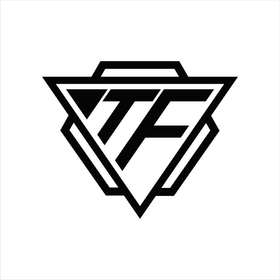 tf logo monogram met driehoek en zeshoek sjabloon vector