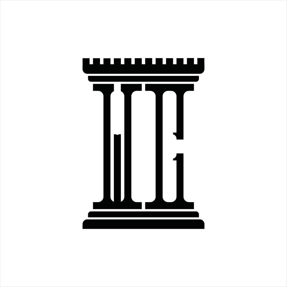 wc logo monogram met pijler vorm ontwerp sjabloon vector