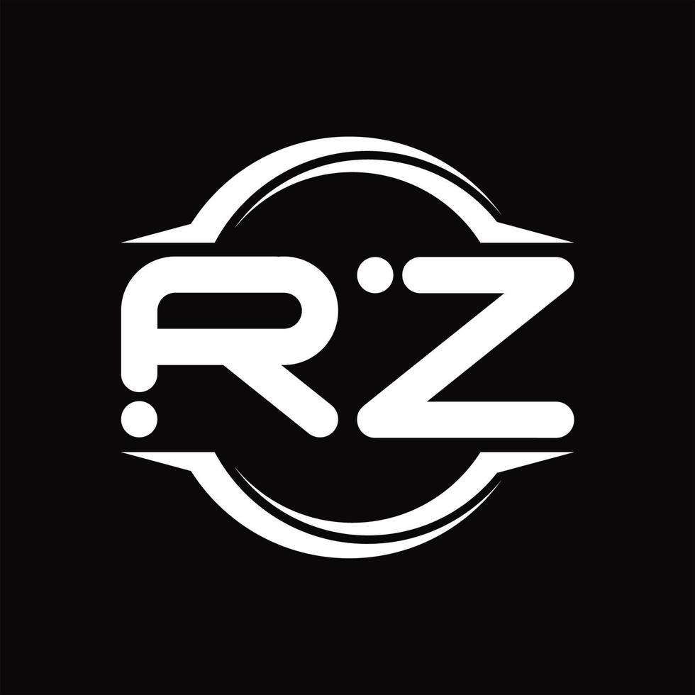 rz logo monogram met cirkel afgeronde plak vorm ontwerp sjabloon vector