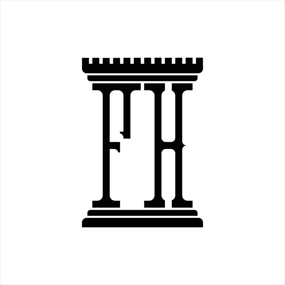 fh logo monogram met pijler vorm ontwerp sjabloon vector