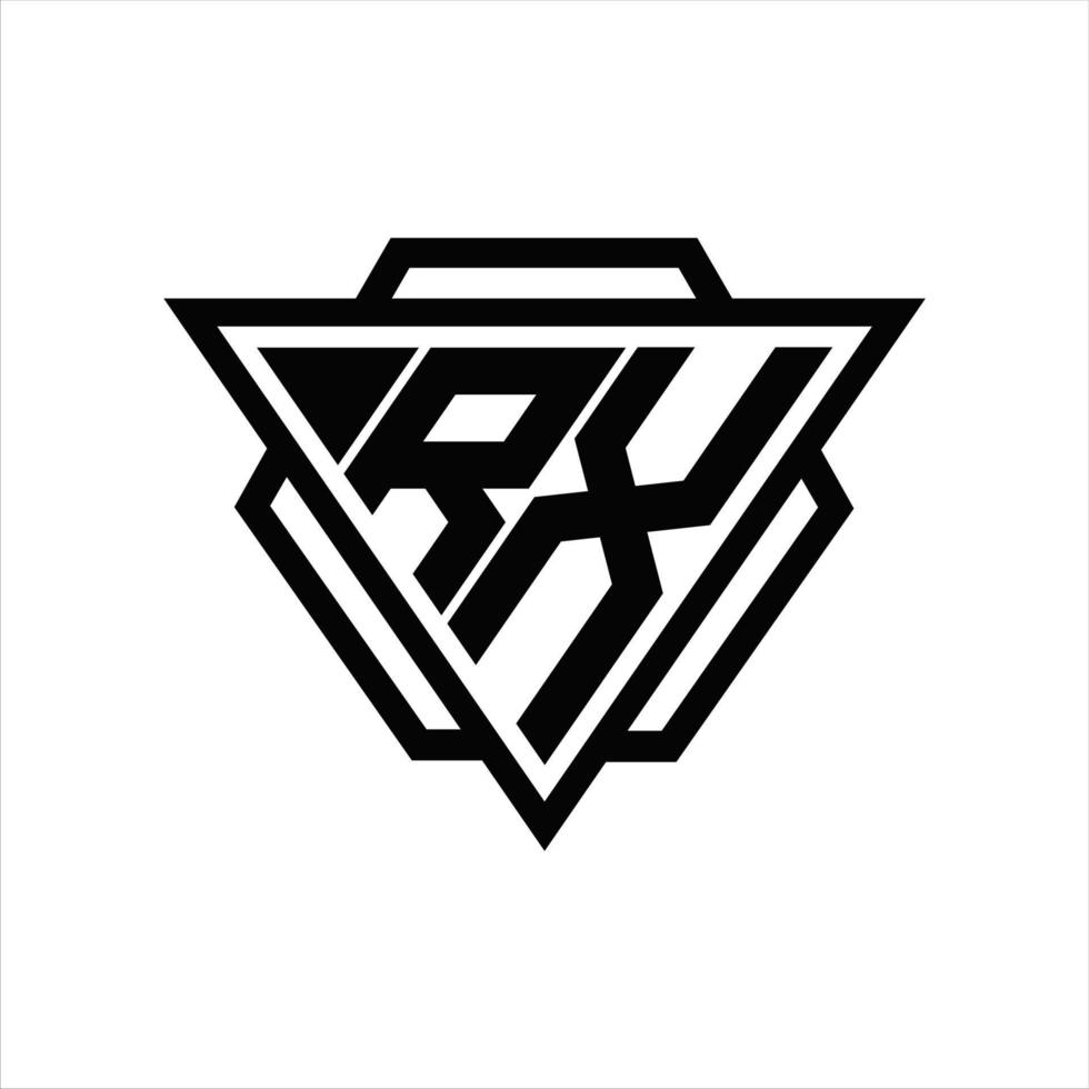 rx logo monogram met driehoek en zeshoek sjabloon vector