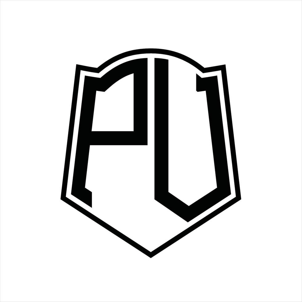 pv logo monogram met schild vorm schets ontwerp sjabloon vector