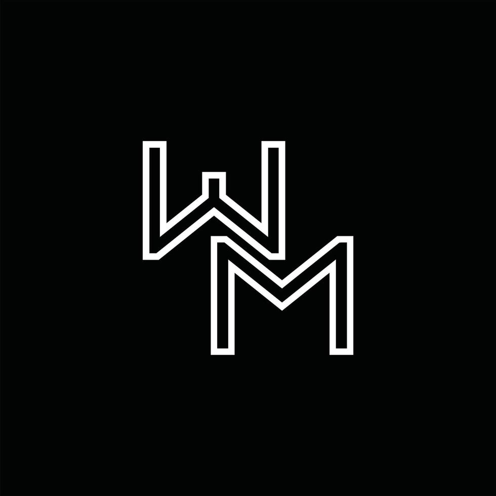 wm logo monogram met lijn stijl ontwerp sjabloon vector