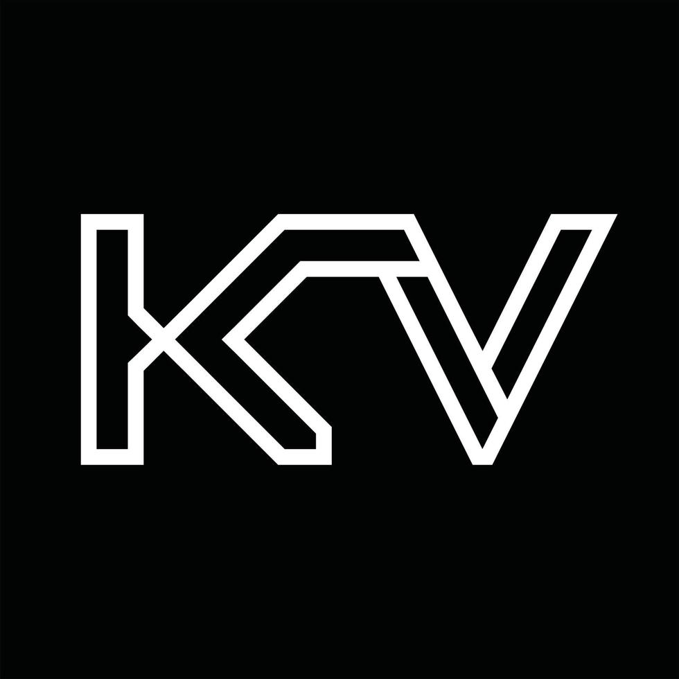 kv logo monogram met lijn stijl negatief ruimte vector