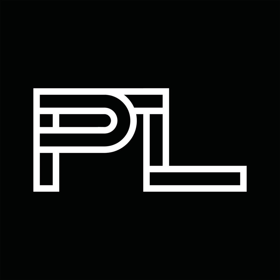 pl logo monogram met lijn stijl negatief ruimte vector