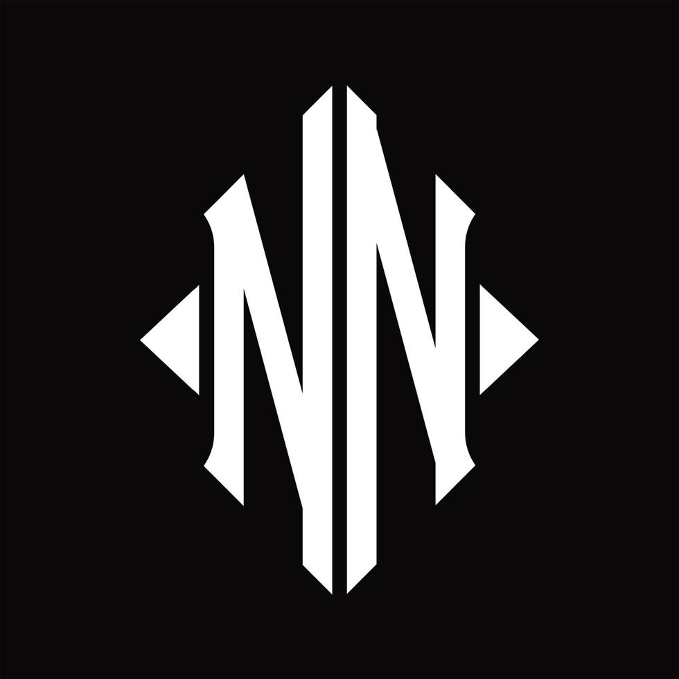 nn logo monogram met schild vorm geïsoleerd ontwerp sjabloon vector