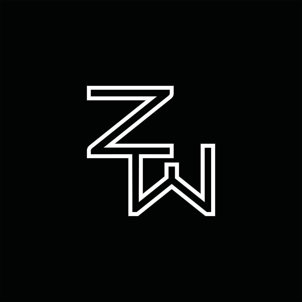 zw logo monogram met lijn stijl ontwerp sjabloon vector