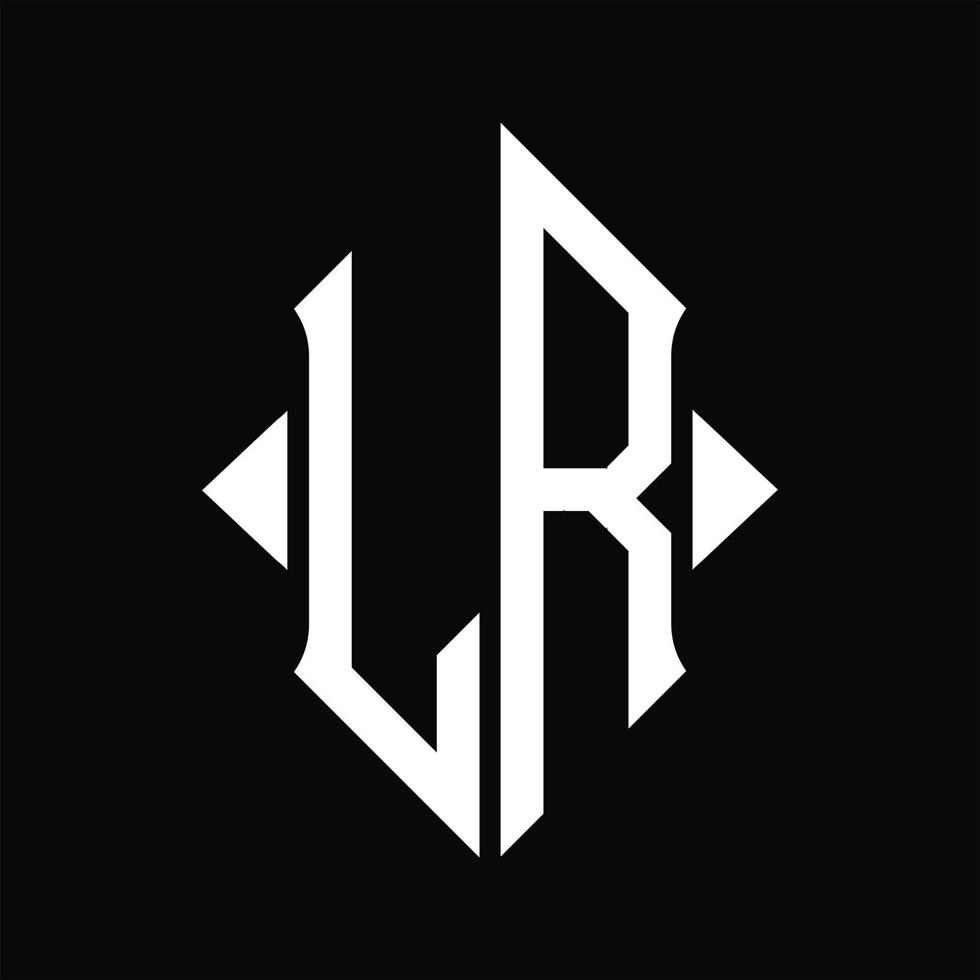 lr logo monogram met schild vorm geïsoleerd ontwerp sjabloon vector