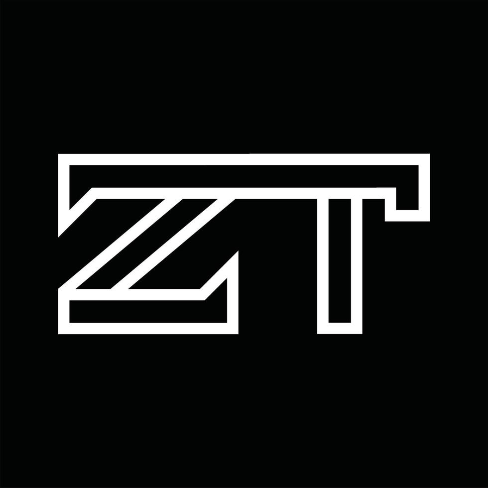 zt logo monogram met lijn stijl negatief ruimte vector