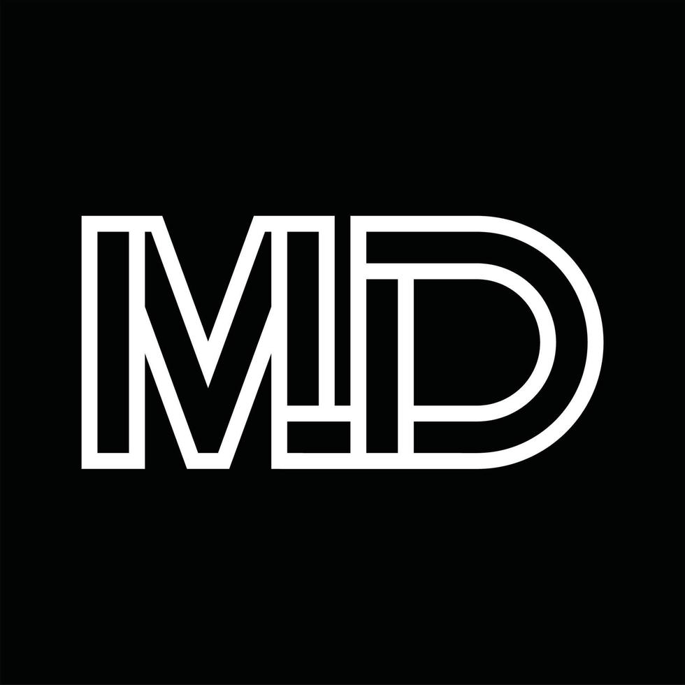 md logo monogram met lijn stijl negatief ruimte vector