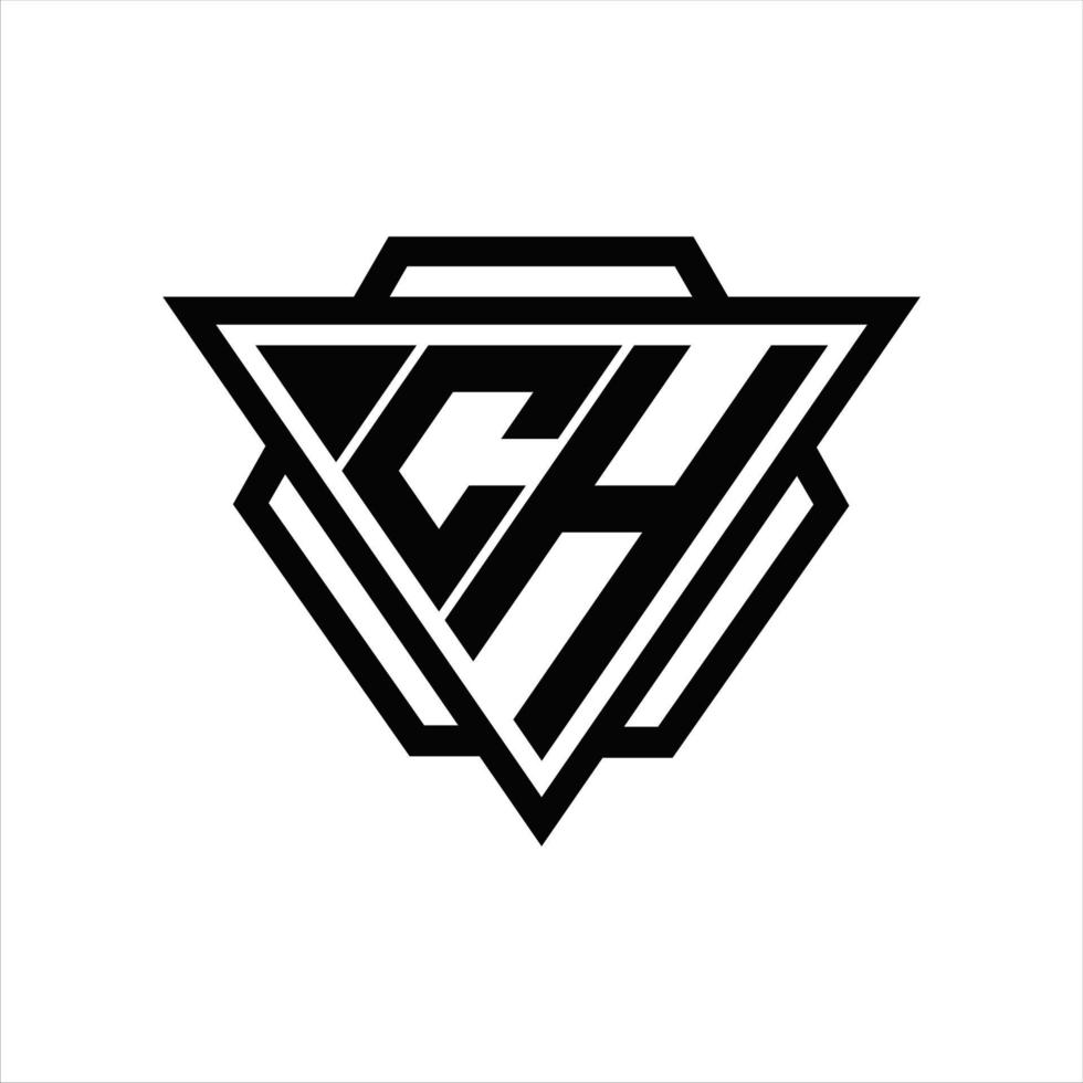ch logo monogram met driehoek en zeshoek sjabloon vector