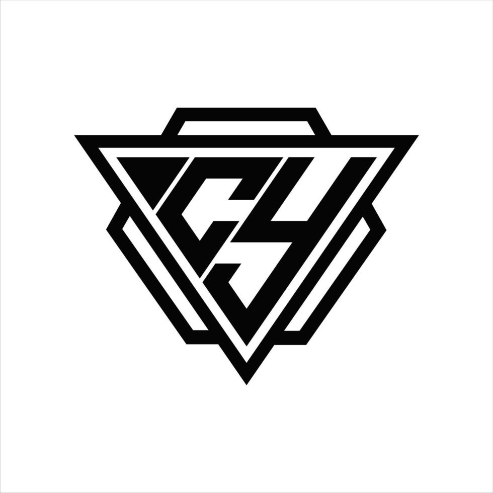 cy logo monogram met driehoek en zeshoek sjabloon vector