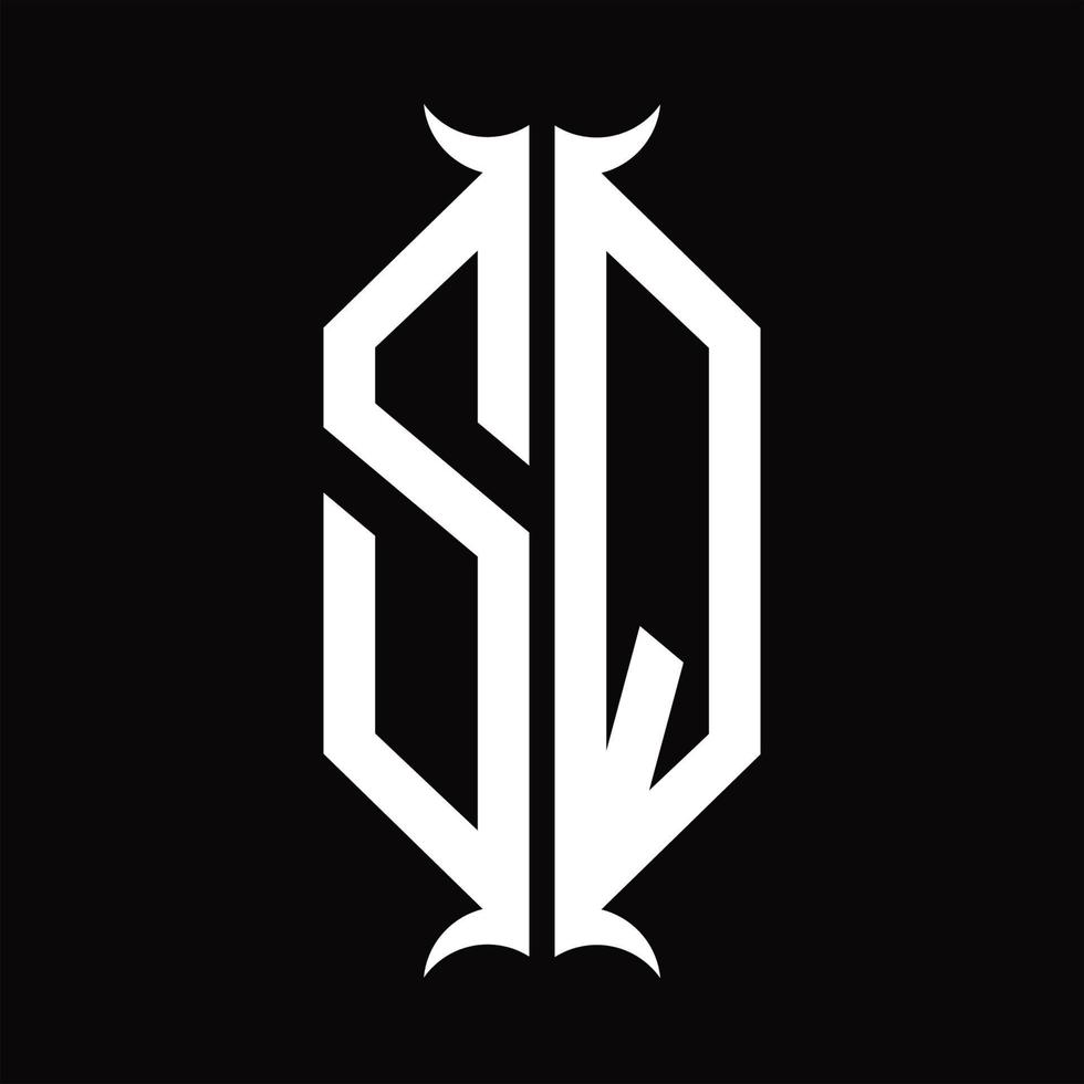 sq logo monogram met toeter vorm ontwerp sjabloon vector