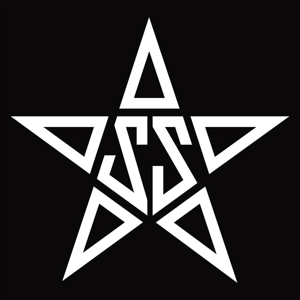 zz logo monogram met ster vorm ontwerp sjabloon vector
