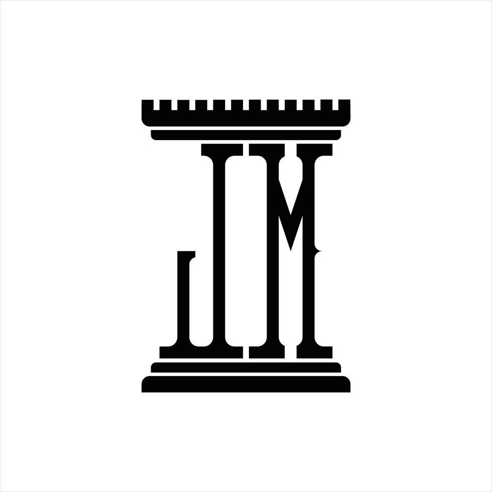 jm logo monogram met pijler vorm ontwerp sjabloon vector