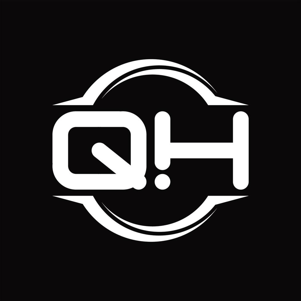 qh logo monogram met cirkel afgeronde plak vorm ontwerp sjabloon vector