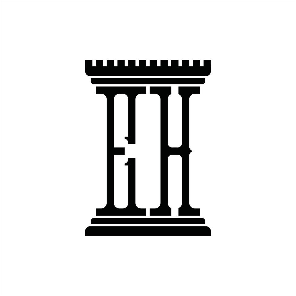 eh logo monogram met pijler vorm ontwerp sjabloon vector