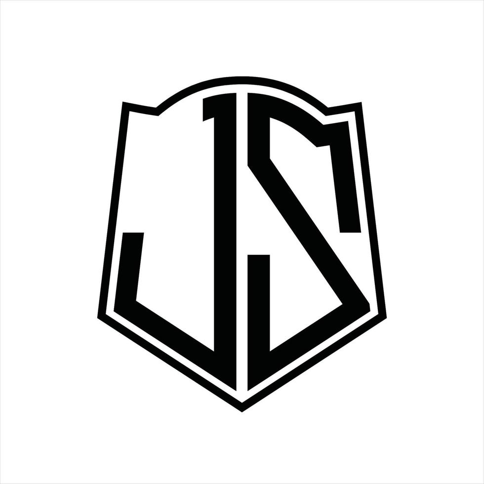 jz logo monogram met schild vorm schets ontwerp sjabloon vector