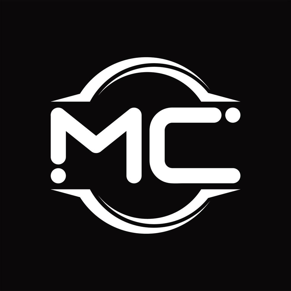 mc logo monogram met cirkel afgeronde plak vorm ontwerp sjabloon vector