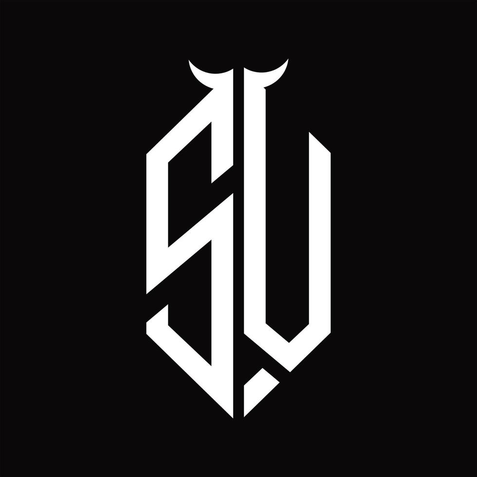 sv logo monogram met toeter vorm geïsoleerd zwart en wit ontwerp sjabloon vector