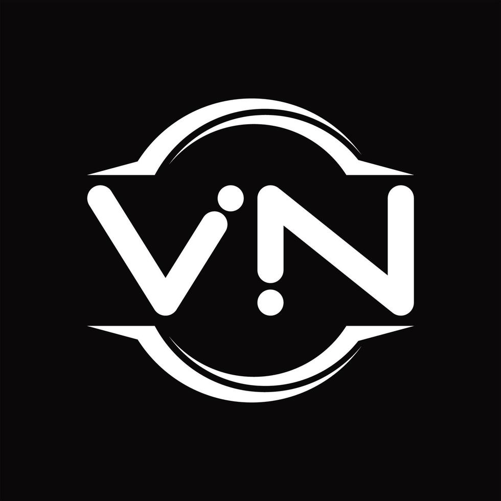 vn logo monogram met cirkel afgeronde plak vorm ontwerp sjabloon vector