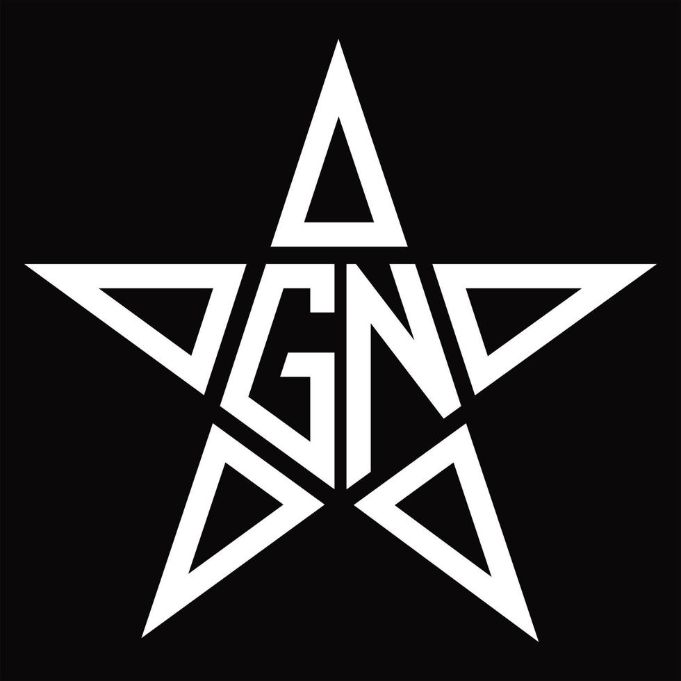 gn logo monogram met ster vorm ontwerp sjabloon vector
