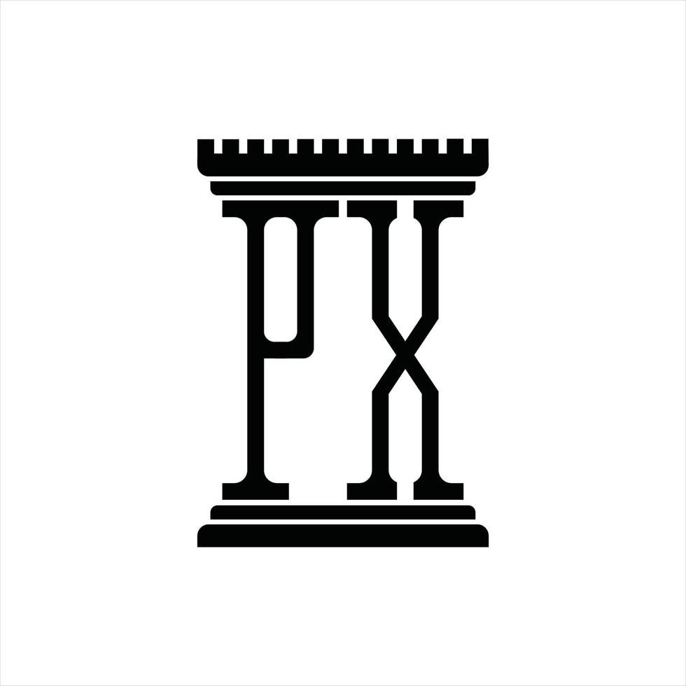 px logo monogram met pijler vorm ontwerp sjabloon vector