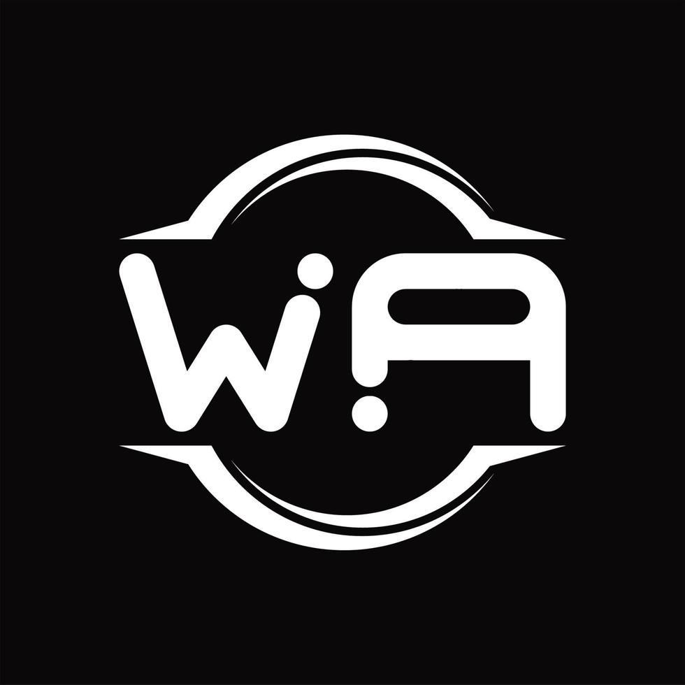 wa logo monogram met cirkel afgeronde plak vorm ontwerp sjabloon vector