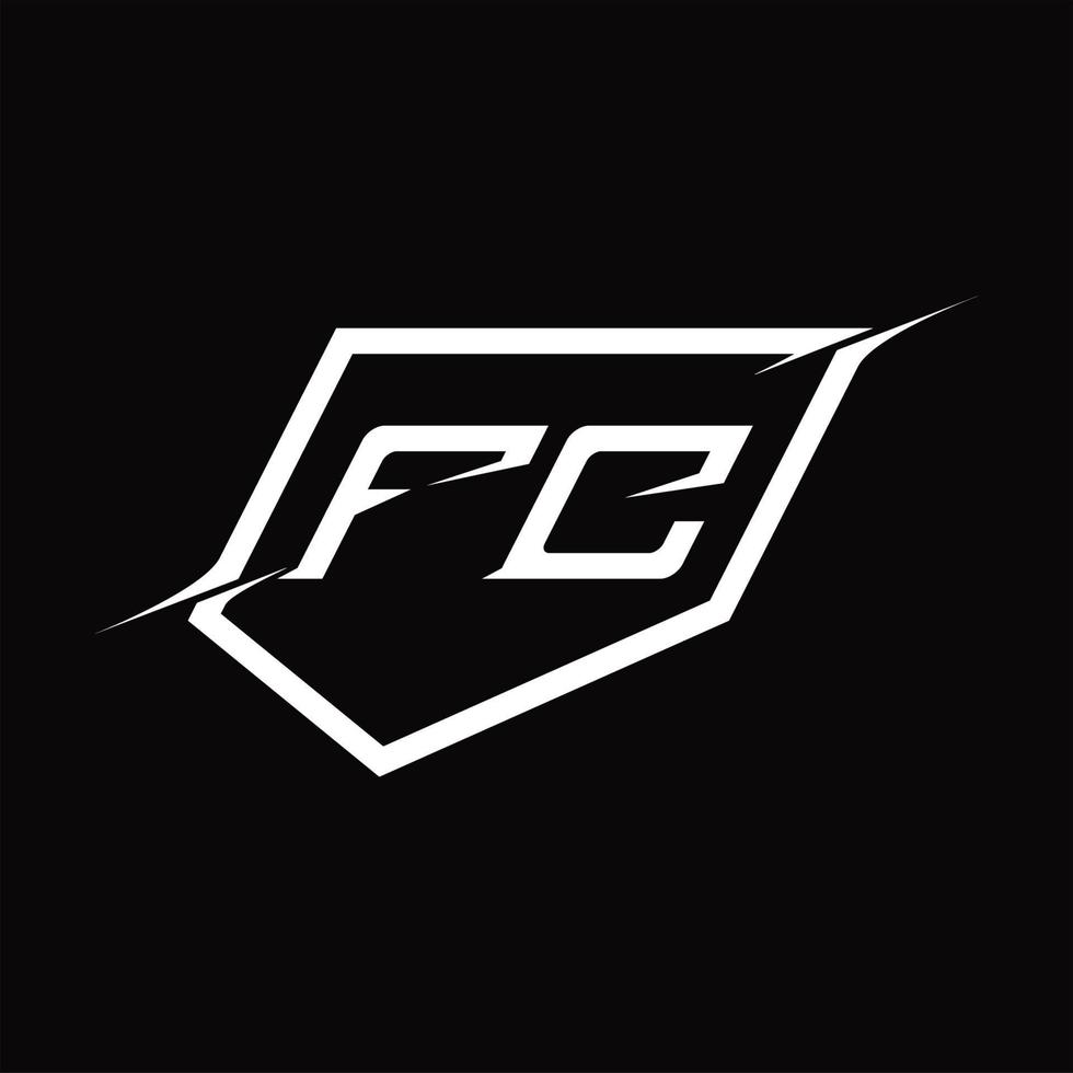 fc logo monogram brief met schild en plak stijl ontwerp vector