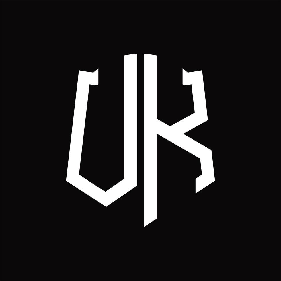 vk logo monogram met schild vorm lint ontwerp sjabloon vector