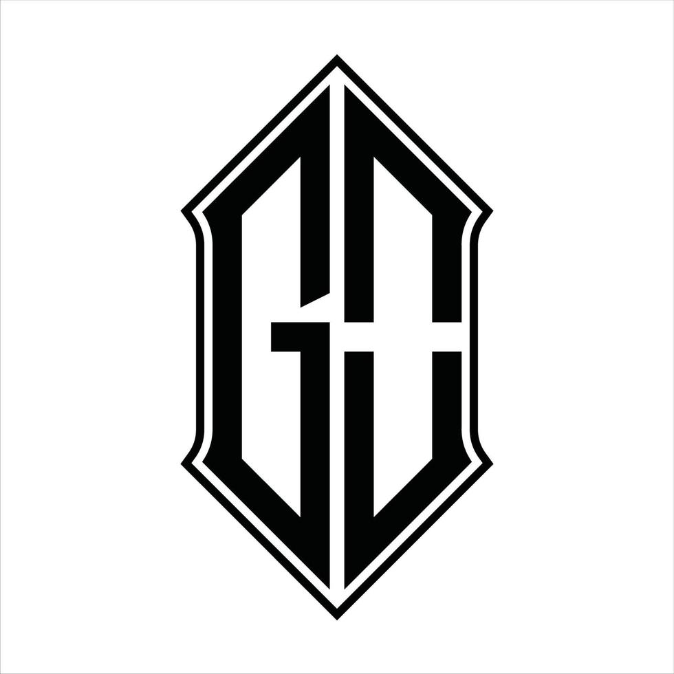Gaan logo monogram met schildvorm en schets ontwerp sjabloon vector icoon abstract