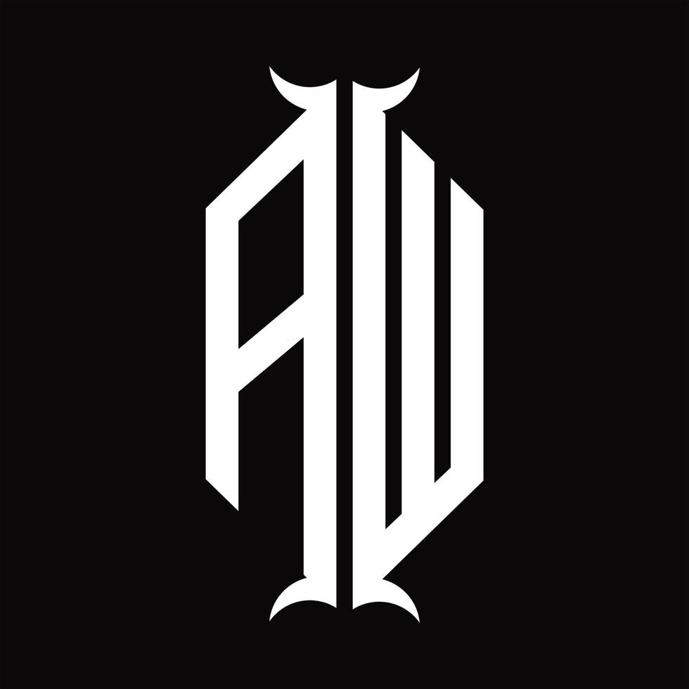 aw logo monogram met toeter vorm ontwerp sjabloon vector
