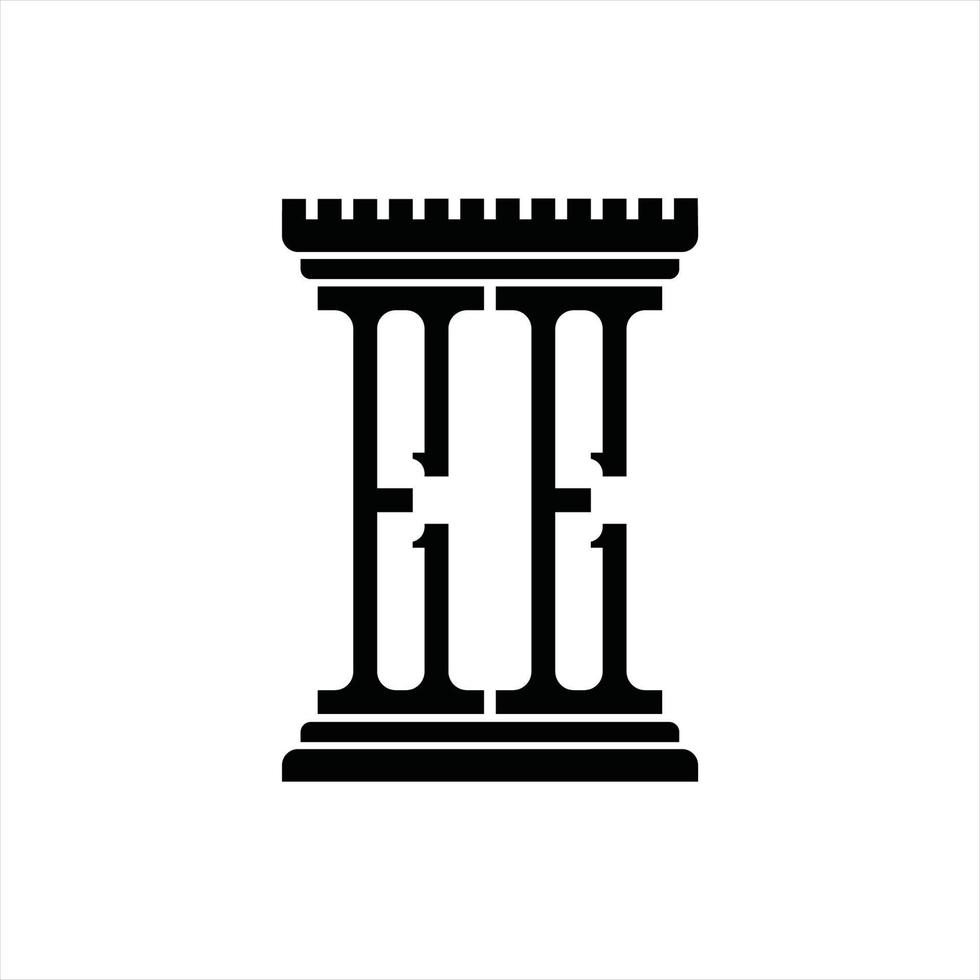ee logo monogram met pijler vorm ontwerp sjabloon vector