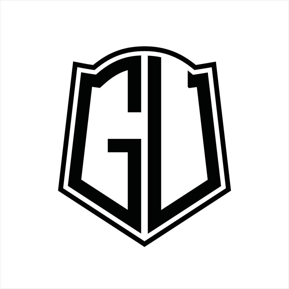 logo monogram met schild vorm schets ontwerp sjabloon vector