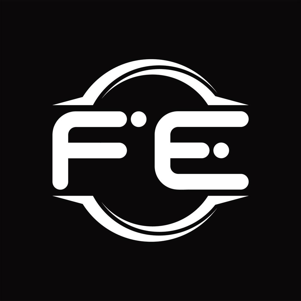 fe logo monogram met cirkel afgeronde plak vorm ontwerp sjabloon vector