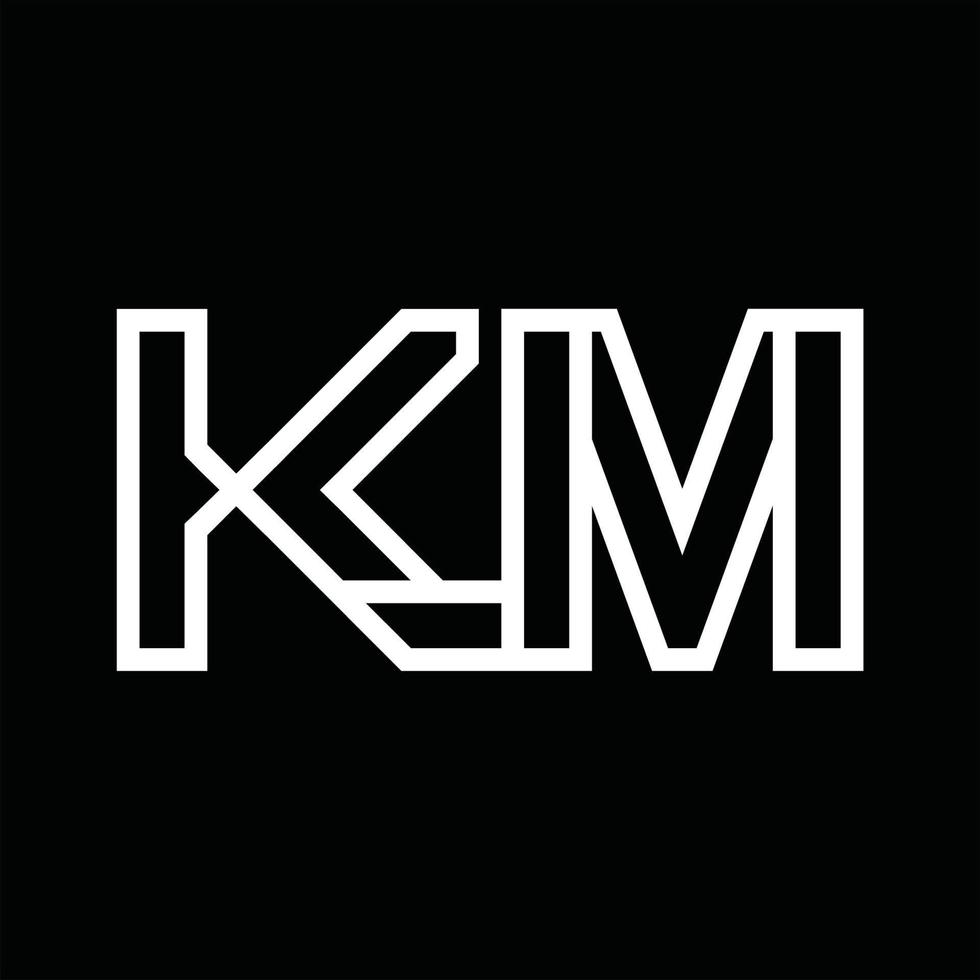 km logo monogram met lijn stijl negatief ruimte vector