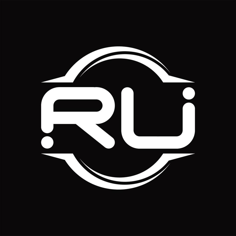 ru logo monogram met cirkel afgeronde plak vorm ontwerp sjabloon vector