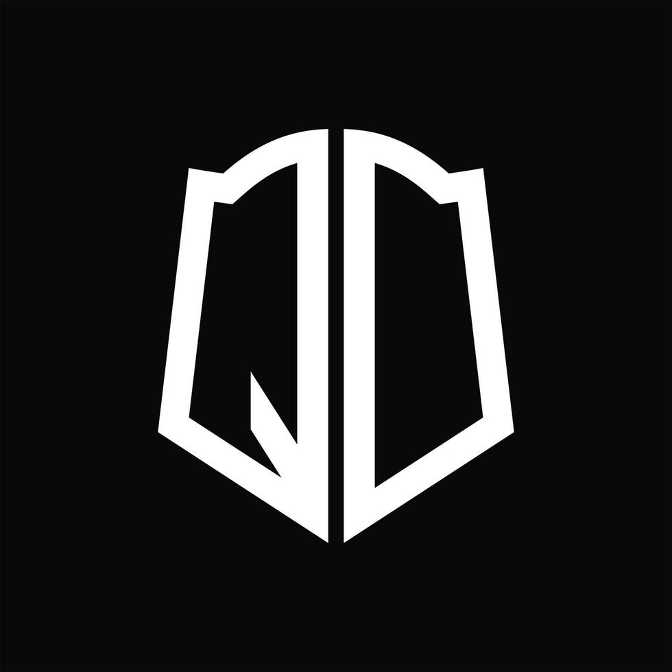 qd logo monogram met schild vorm lint ontwerp sjabloon vector