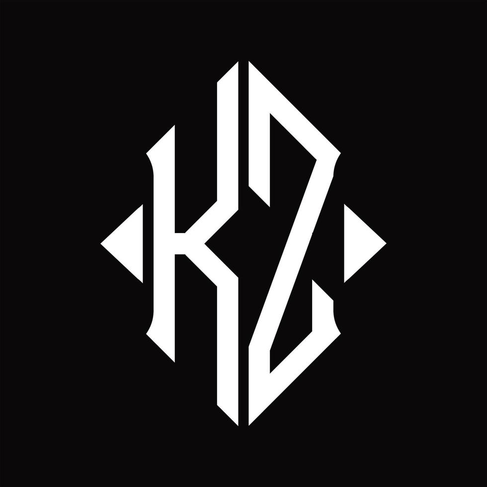 kzo logo monogram met schild vorm geïsoleerd ontwerp sjabloon vector