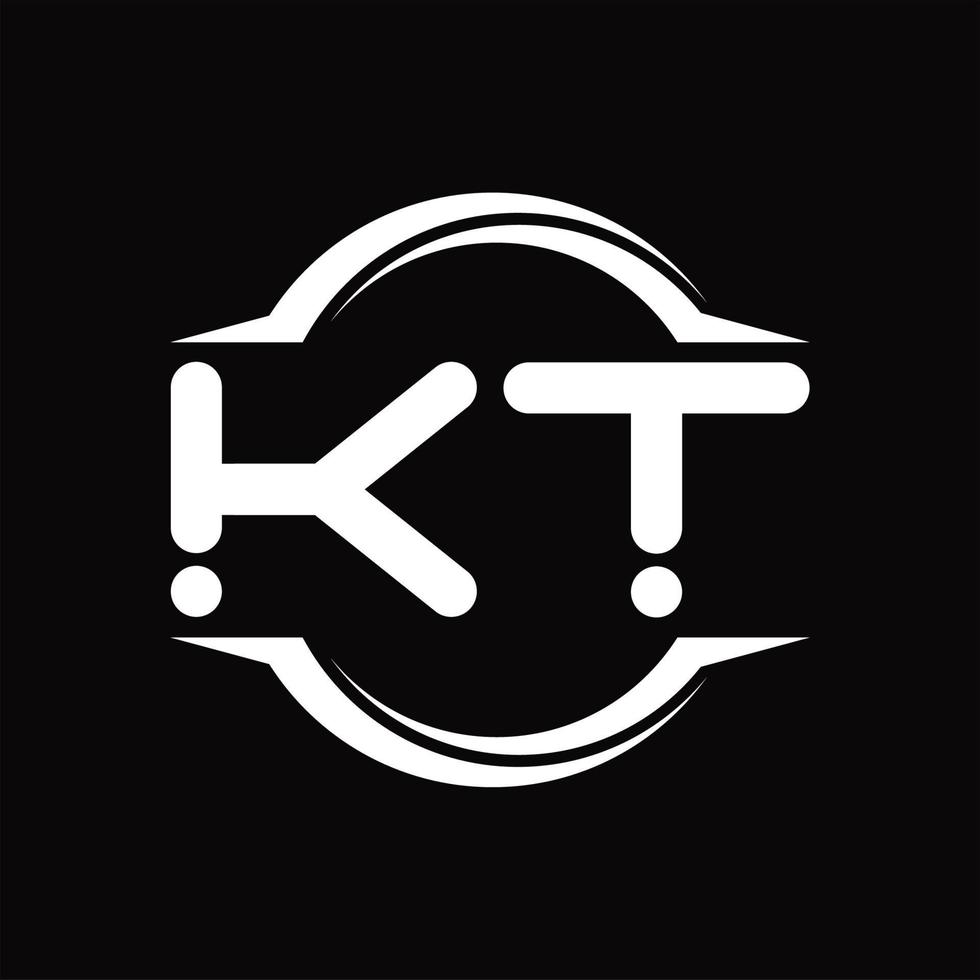 kt logo monogram met cirkel afgeronde plak vorm ontwerp sjabloon vector