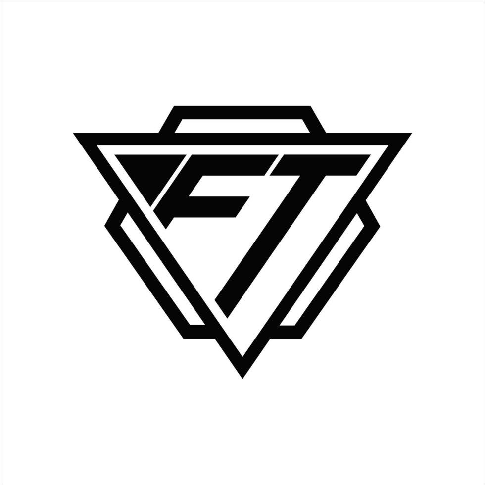 ft logo monogram met driehoek en zeshoek sjabloon vector