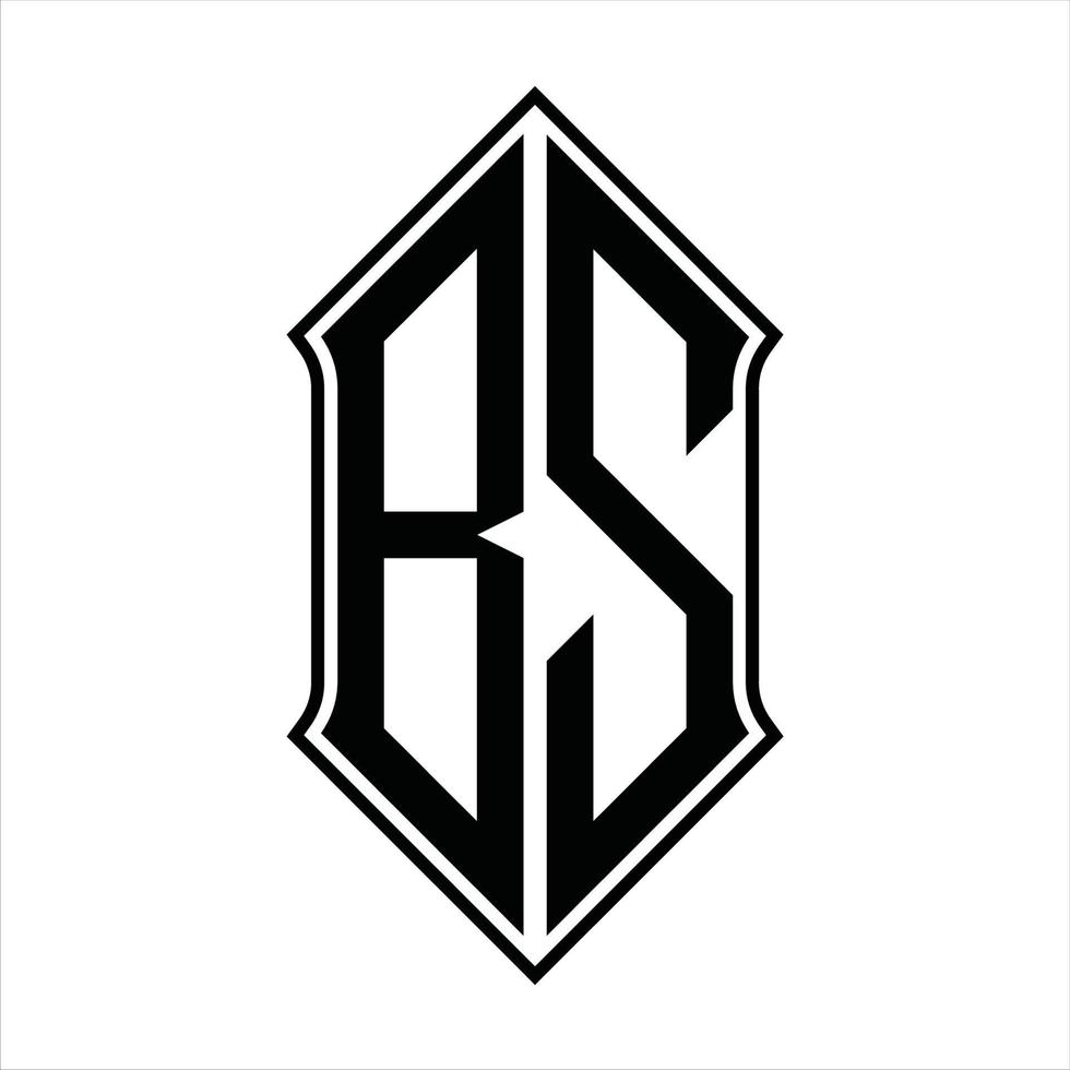 bs logo monogram met schildvorm en schets ontwerp sjabloon vector icoon abstract