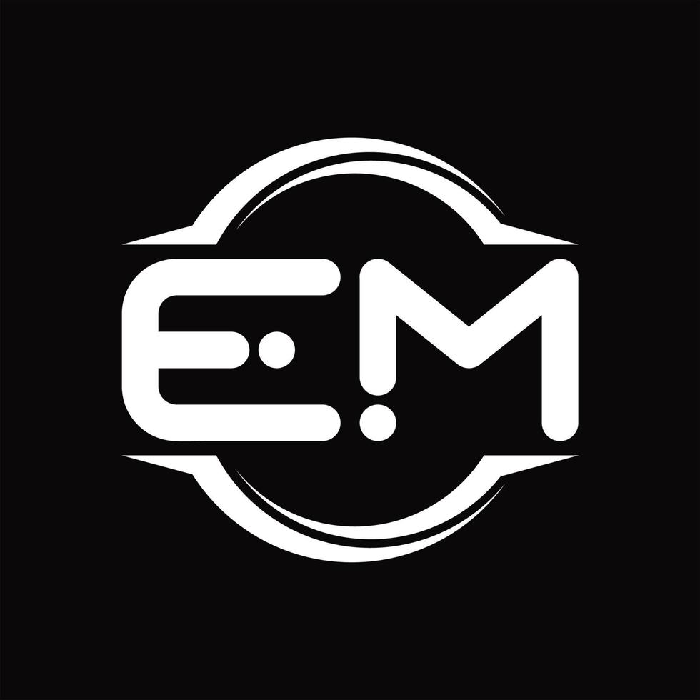 em logo monogram met cirkel afgeronde plak vorm ontwerp sjabloon vector