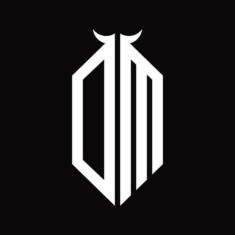dm logo monogram met toeter vorm geïsoleerd zwart en wit ontwerp sjabloon vector