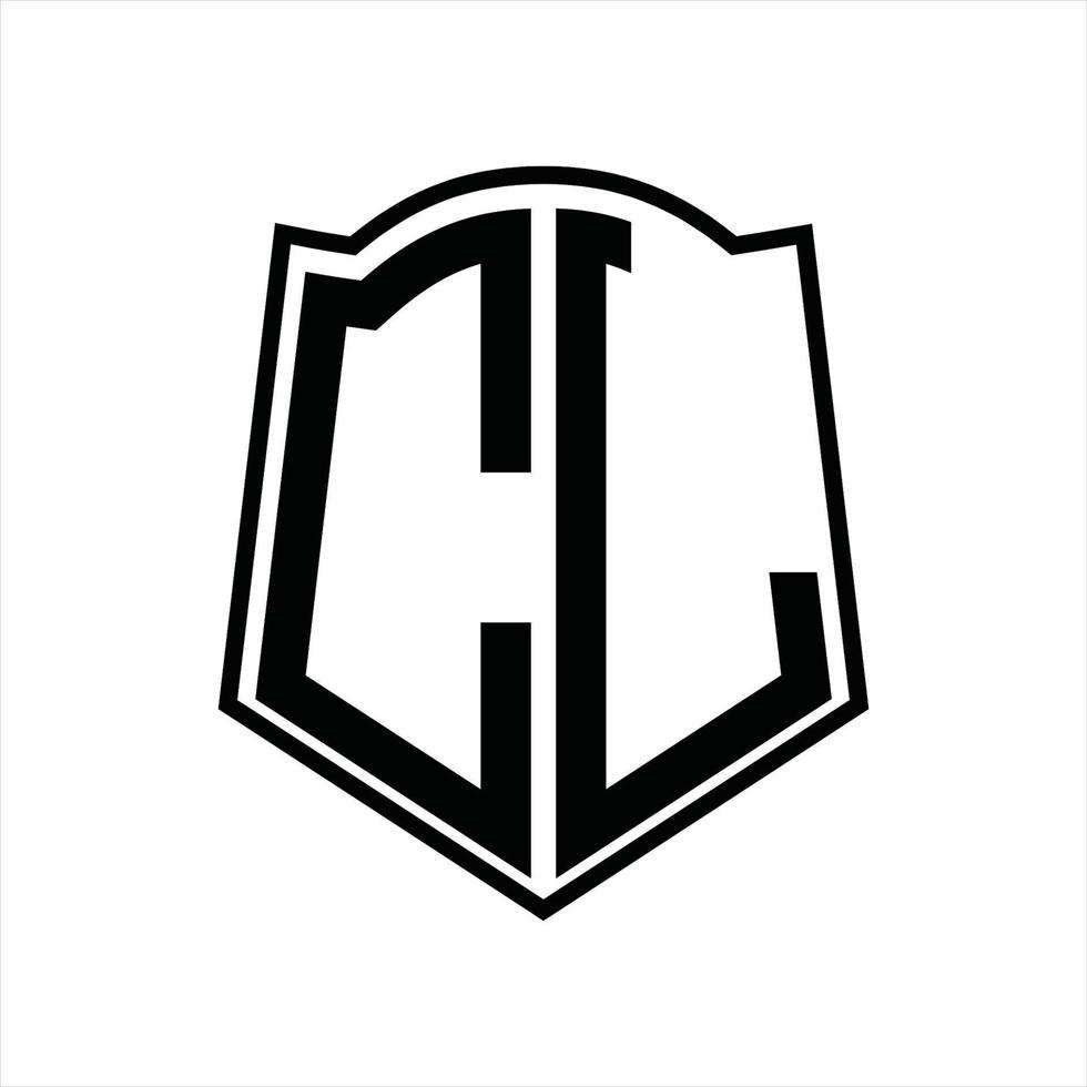 logo monogram met schild vorm schets ontwerp sjabloon vector