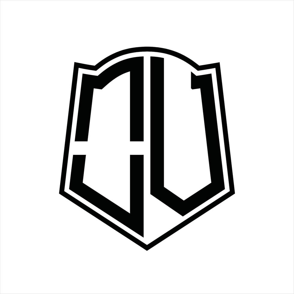 ov logo monogram met schild vorm schets ontwerp sjabloon vector