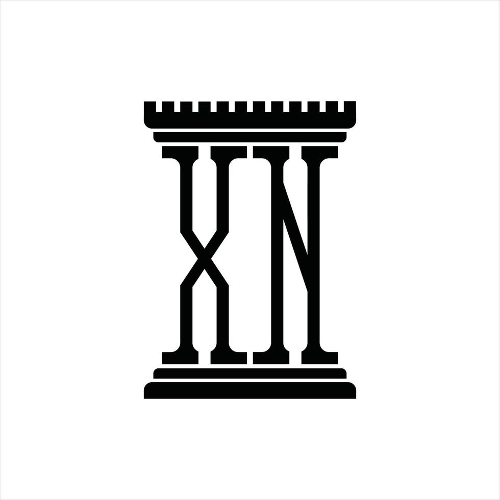 xn logo monogram met pijler vorm ontwerp sjabloon vector